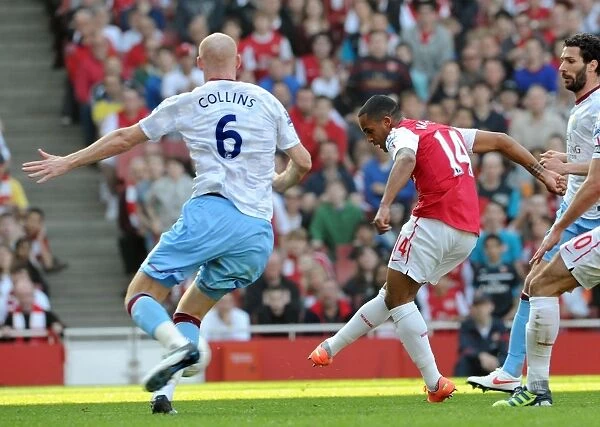 Theo Walcott Scores Arsenal's Second Goal Against Aston Villa: 3-0 Premier League Victory