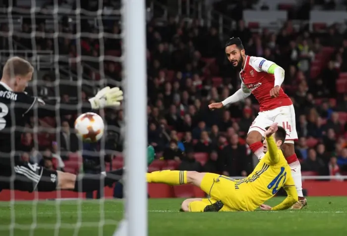 Framed Print : Theo Walcott Scores Against Mirko Ivanic: Arsenal FC vs BATE Borisov, UEFA Europa League 2017