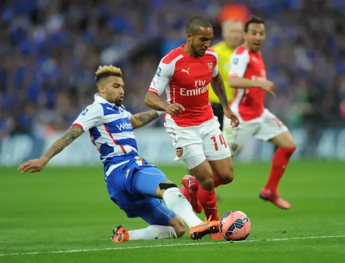 Framed Print : Theo Walcott vs. Daniel Williams: FA Cup Semi-Final Battle at Wembley Stadium Framed Print : Theo Walcott vs. Daniel Williams: FA Cup Semi-Final Battle at Wembley Stadium