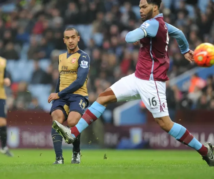 Framed Print : Theo Walcott vs Joleon Lescott: A Premier League Showdown