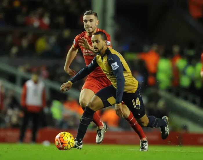Framed Print : Theo Walcott vs. Jordan Henderson: A Premier League Showdown (2015-16) Framed Print : Theo Walcott vs. Jordan Henderson: A Premier League Showdown (2015-16)