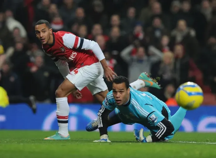 Framed Print : Theo Walcott vs Michel Vorm: FA Cup Third Round Replay Showdown at Arsenal's Emirates Stadium Framed Print : Theo Walcott vs Michel Vorm: FA Cup Third Round Replay Showdown at Arsenal's Emirates Stadium