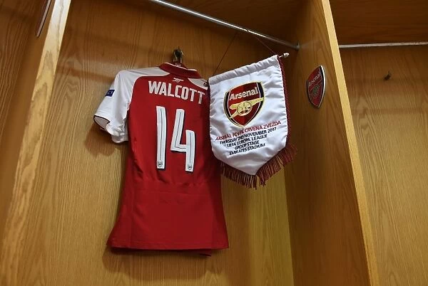 Theo Walcott's Arsenal Kit with Europa League Pennant - Arsenal vs Crvena Zvezda (2017)
