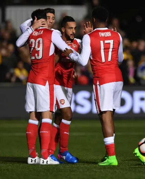 Framed Print : Theo Walcott's Brace: Arsenal's Emirates FA Cup Victory over Sutton United