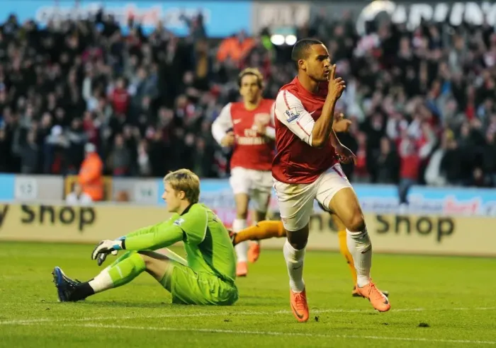 Framed Print : Theo Walcott's Brace: Arsenal's Triumph over Wolverhampton Wanderers (2011-12)