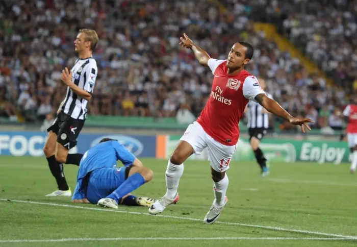 Framed Print : Theo Walcott's Brace: Securing Arsenal's Champions League Spot vs Udinese (2011) Framed Print : Theo Walcott's Brace: Securing Arsenal's Champions League Spot vs Udinese (2011)
