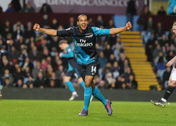 Framed Print : Theo Walcott's Celebration: Arsenal's 2nd Goal vs. Aston Villa (2011-12) Framed Print : Theo Walcott's Celebration: Arsenal's 2nd Goal vs. Aston Villa (2011-12)