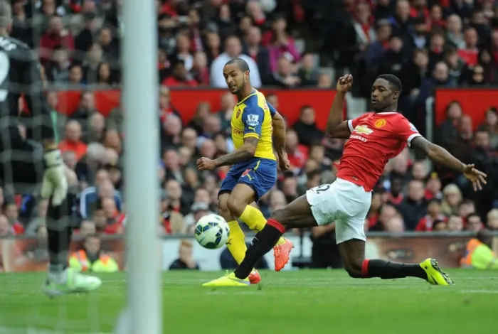 Framed Print : Theo Walcott's Dramatic Goal Past Tyler Blackett: Manchester United vs Arsenal Rivalry (2015)