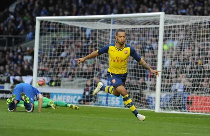 Framed Print : Theo Walcott's FA Cup Goal: Arsenal Triumphs Over Brighton & Hove Albion