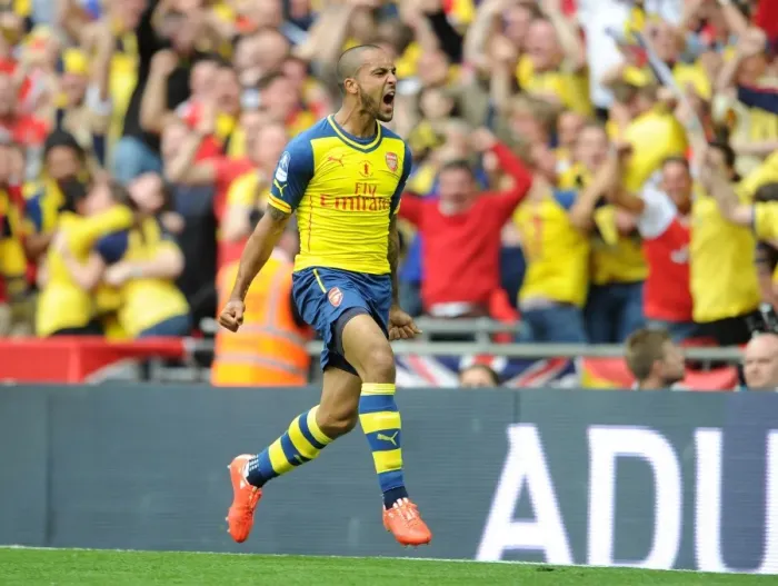 Framed Print : Theo Walcott's FA Cup-Winning Goal: Arsenal's Triumph over Aston Villa, 2015 Framed Print : Theo Walcott's FA Cup-Winning Goal: Arsenal's Triumph over Aston Villa, 2015