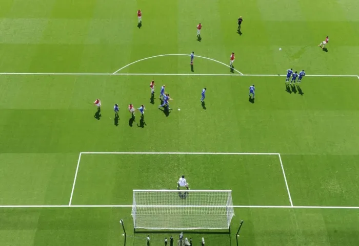 Framed Print : Theo Walcott's Free Kick: Arsenal vs. Chelsea, Premier League 2011-12