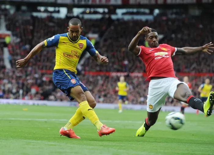 Framed Print : Theo Walcott's Game-Winning Goal: Manchester United vs. Arsenal, Premier League 2014-15
