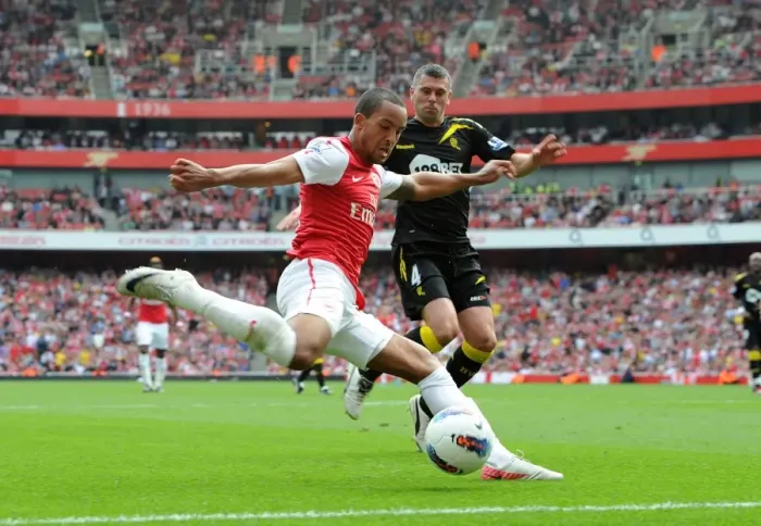 Framed Print : Theo Walcott's Hat-Trick: Arsenal Crushes Bolton Wanderers 3-0 in Premier League Framed Print : Theo Walcott's Hat-Trick: Arsenal Crushes Bolton Wanderers 3-0 in Premier League