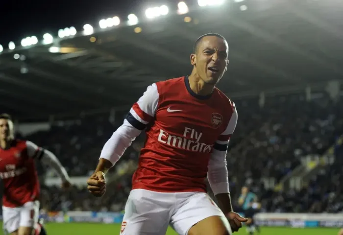 Framed Print : Theo Walcott's Hat-Trick: Arsenal's Commanding 6-1 Victory over Reading in Capital One Cup