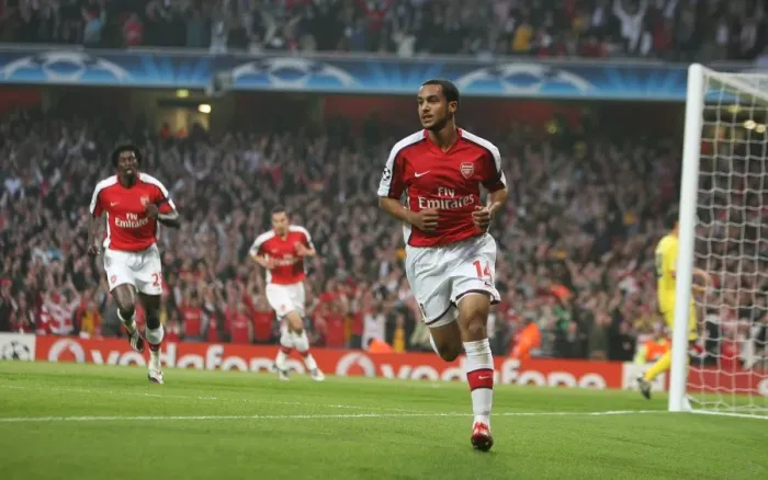 Framed Print : Theo Walcott's Historic First Goal: Arsenal Crushes Villarreal 3-0 in UEFA Champions League Quarterfinals