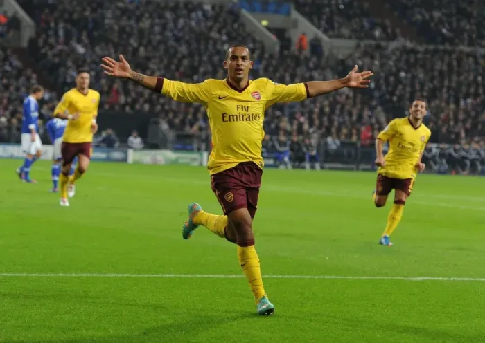 Framed Print : Theo Walcott's Historic Stunner: Arsenal's First Goal Against Schalke 04 in the 2012-13 Champions League Framed Print : Theo Walcott's Historic Stunner: Arsenal's First Goal Against Schalke 04 in the 2012-13 Champions League