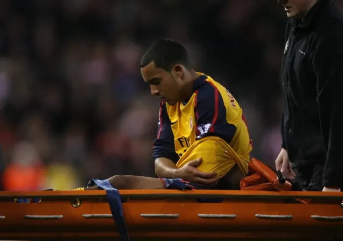 Framed Print : Theo Walcott's Injury: Arsenal's Victory Over Stoke (2008) Framed Print : Theo Walcott's Injury: Arsenal's Victory Over Stoke (2008)