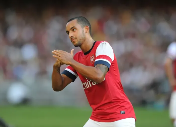 Framed Print : Theo Walcott's Respectful Chinese Goal Celebration: Arsenal's First in Kitchee FC Friendly, 2012 Framed Print : Theo Walcott's Respectful Chinese Goal Celebration: Arsenal's First in Kitchee FC Friendly, 2012