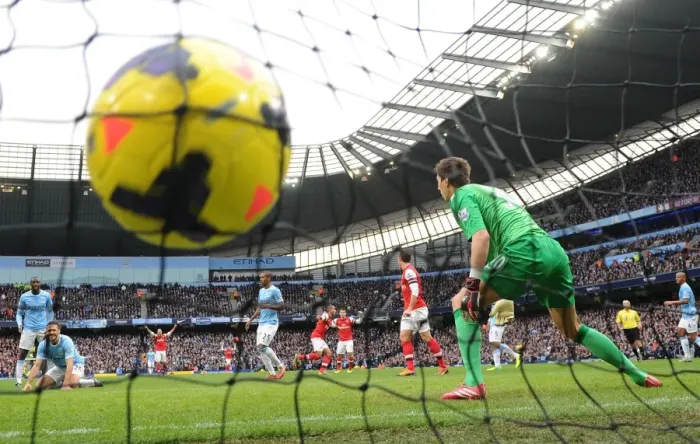 Framed Print : Theo Walcott's Stunner: Arsenal's First Goal vs. Manchester City (2013-14)