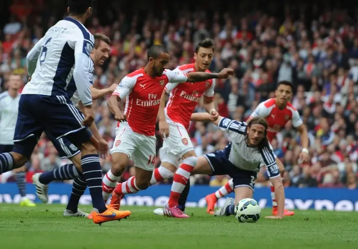 Framed Print : Theo Walcott's Stunner: Arsenal's Second Goal vs. West Bromwich Albion (2014 / 15) Framed Print : Theo Walcott's Stunner: Arsenal's Second Goal vs. West Bromwich Albion (2014 / 15)