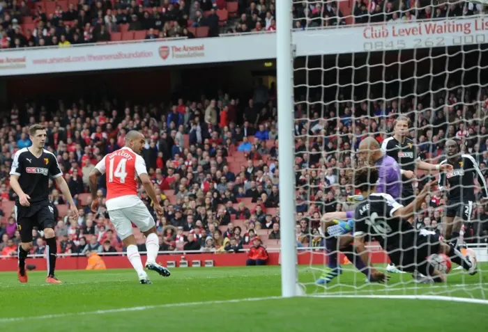 Framed Print : Theo Walcott's Stunning Goal: Arsenal's Victory Over Watford, Premier League 2015-16