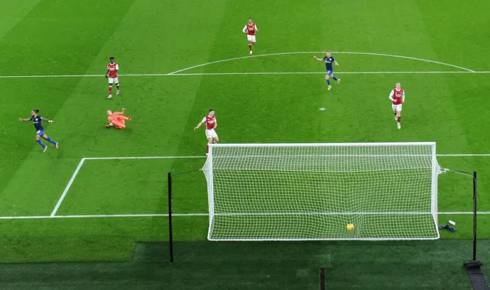 Framed Print : Theo Walcott's Surprising Goal for Southampton Against Arsenal in Premier League, 2020-21
