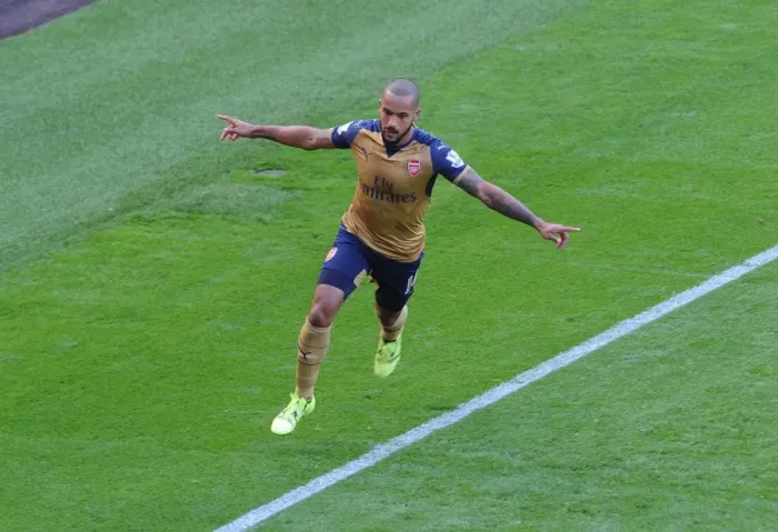Framed Print : Theo Walcott's Thriller: Arsenal's Winning Goal vs. Leicester City, Premier League 2015 / 16