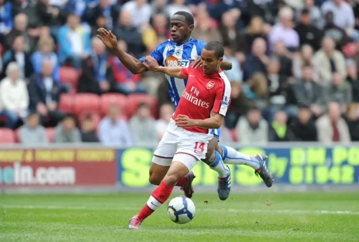 Framed Print : Theo Walcott's Thrilling Goal Past Figueroa: Arsenal's First in 3:2 Comeback at Wigan Framed Print : Theo Walcott's Thrilling Goal Past Figueroa: Arsenal's First in 3:2 Comeback at Wigan