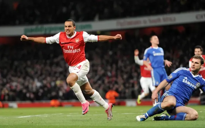 Framed Print : Theo Walcott's Triumph: Arsenal's Exhilarating 3-1 Victory Over Chelsea (2010-11) Framed Print : Theo Walcott's Triumph: Arsenal's Exhilarating 3-1 Victory Over Chelsea (2010-11)