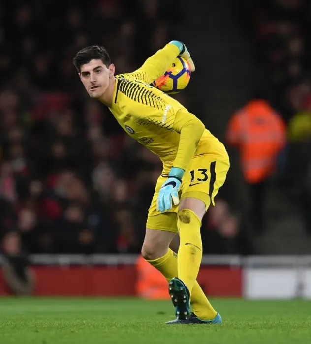 Framed Print : Thibaut Courtois Faces Arsenal: Premier League Showdown (2017-18)