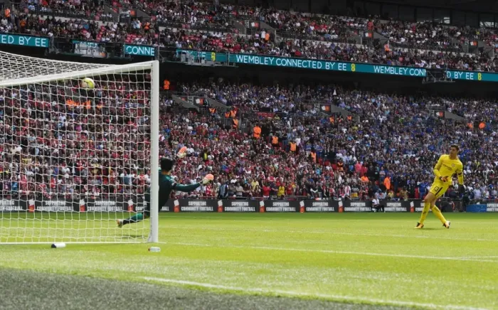 Framed Print : Thibaut Courtois Missed Penalty: Arsenal Edge Out Chelsea in FA Community Shield Shootout Framed Print : Thibaut Courtois Missed Penalty: Arsenal Edge Out Chelsea in FA Community Shield Shootout
