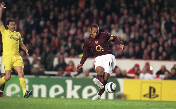 Framed Print : Thierry Henry (Arsenal) scores a goal that is disallowed for offside