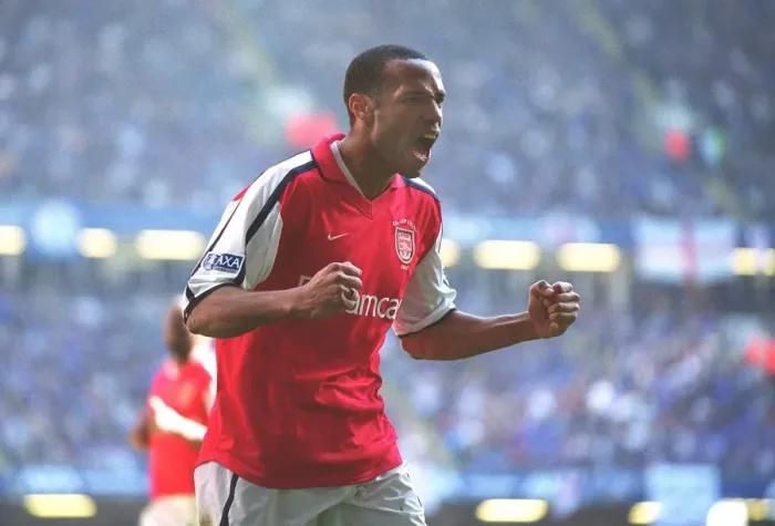 Framed Print : Thierry Henry celebrates the 1st Arsenal goal scored by Ray Parlour Framed Print : Thierry Henry celebrates the 1st Arsenal goal scored by Ray Parlour