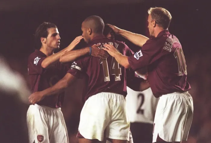 Framed Print : Thierry Henry celebrates scoring Arsenals 2nd goal with Cesc Fabregas Framed Print : Thierry Henry celebrates scoring Arsenals 2nd goal with Cesc Fabregas