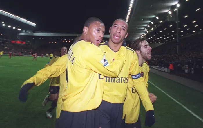 Framed Print : Thierry Henry, Julio Baptista, and Mathieu Flamini: Celebrating Arsenal's FA Cup Victory over Liverpool (3-1), Anfield, 2007 Framed Print : Thierry Henry, Julio Baptista, and Mathieu Flamini: Celebrating Arsenal's FA Cup Victory over Liverpool (3-1), Anfield, 2007