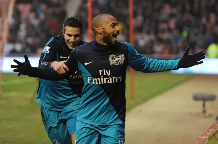 Framed Print : Thierry Henry and Robin van Persie: Unstoppable Arsenal Duo Celebrates Victory over Sunderland, 2012 (2:1) Framed Print : Thierry Henry and Robin van Persie: Unstoppable Arsenal Duo Celebrates Victory over Sunderland, 2012 (2:1)