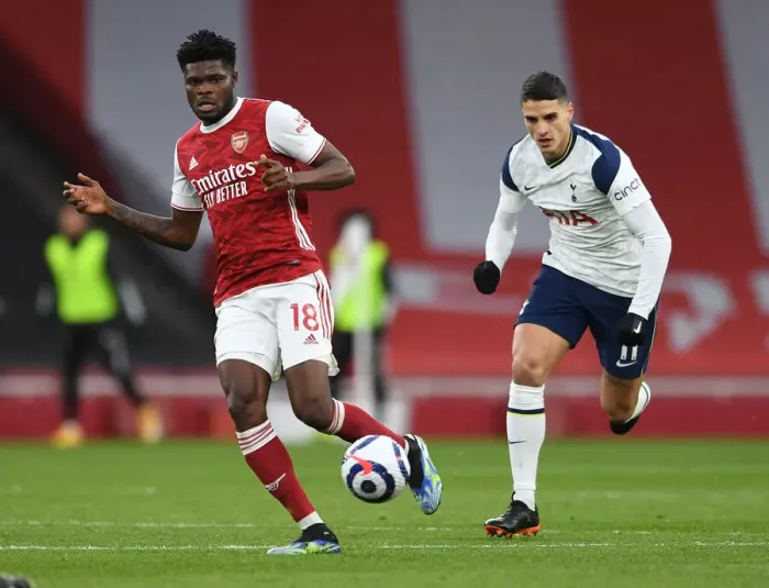 Framed Print : Thomas Partey: In Action for Arsenal Against Tottenham in the Premier League Clash, London 2021