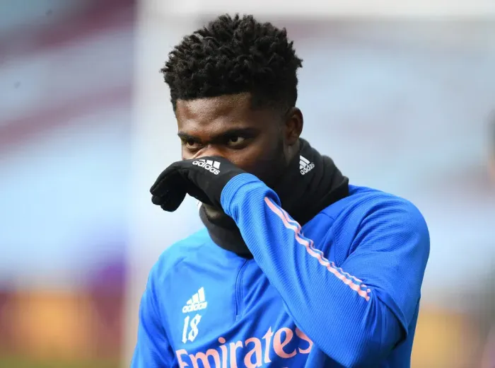 Framed Print : Thomas Partey in Action: Arsenal vs. Aston Villa, Premier League 2021 (Behind Closed Doors)