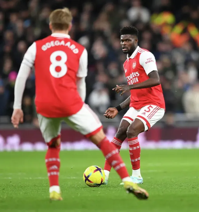 Framed Print : Thomas Partey in Action: Arsenal vs. Tottenham Premier League Clash, London 2023