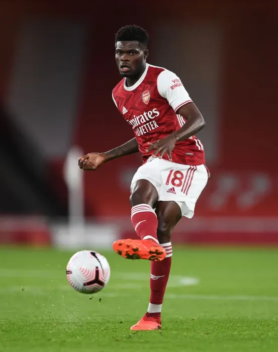 Framed Print : Thomas Partey in Action: Arsenal vs Leicester City (Behind Closed Doors) - 2020-21 Premier League