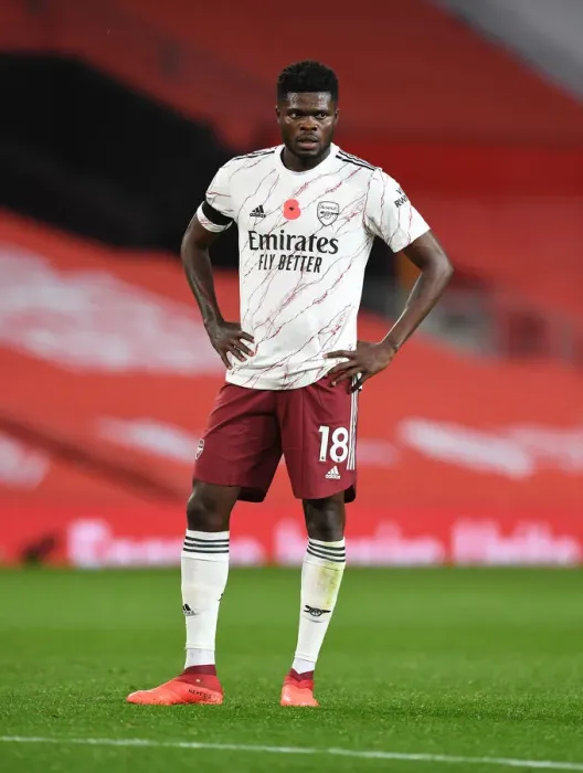 Framed Print : Thomas Partey in Action: Arsenal vs Manchester United, 2020-21 Premier League (Behind Closed Doors)