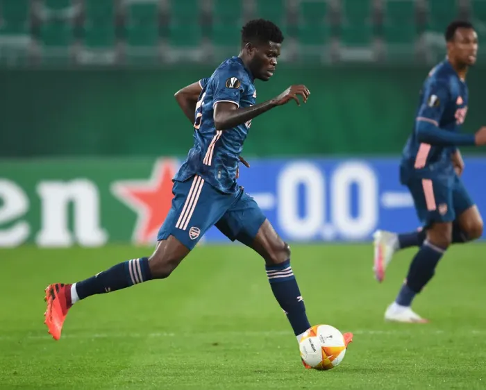 Framed Print : Thomas Partey in Action: Arsenal vs Rapid Vienna, UEFA Europa League 2020-21
