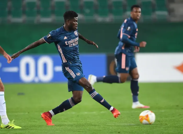 Framed Print : Thomas Partey in Action: Arsenal vs Rapid Vienna, UEFA Europa League 2020-21