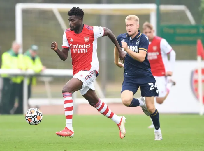 Framed Print : Thomas Partey in Action: Arsenal's Pre-Season Battle against Millwall Framed Print : Thomas Partey in Action: Arsenal's Pre-Season Battle against Millwall