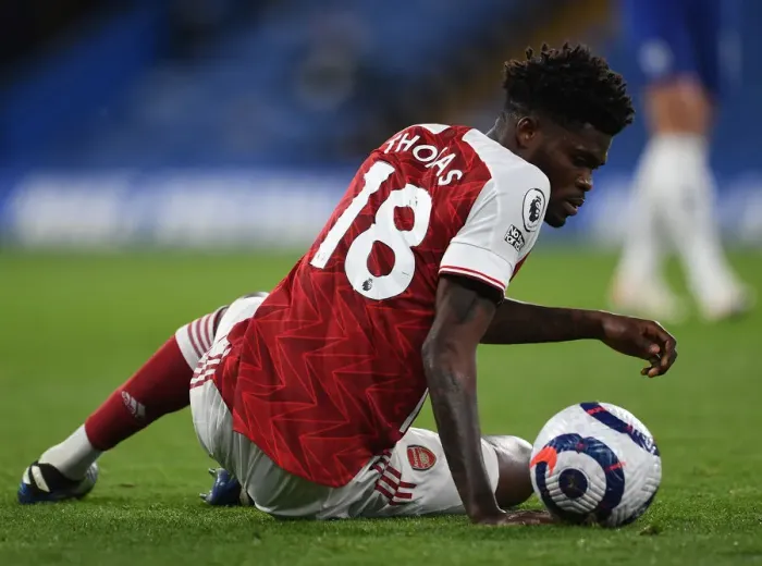 Framed Print : Thomas Partey in Action: Chelsea vs. Arsenal, 2020-21 Premier League - Behind Closed Doors