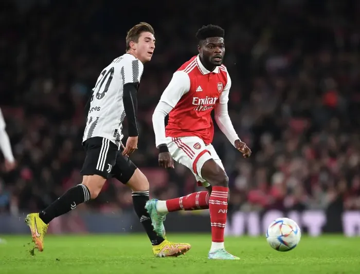 Framed Print : Thomas Partey Breaks Past Juventus Fabio Miretti in Arsenal Friendly Clash (Arsenal v Juventus 2022-23) Framed Print : Thomas Partey Breaks Past Juventus Fabio Miretti in Arsenal Friendly Clash (Arsenal v Juventus 2022-23)
