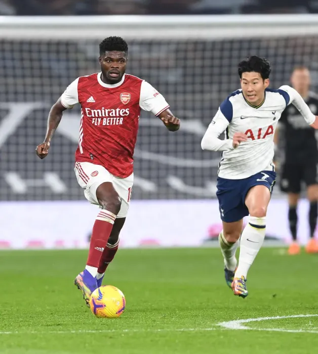 Framed Print : Thomas Partey Breaks Past Son Heung-Min: Tottenham vs. Arsenal, Premier League 2020-21