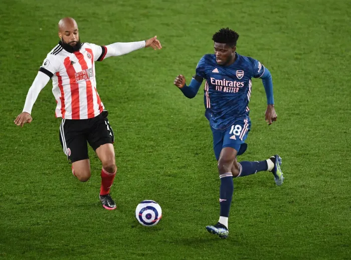 Framed Print : Thomas Partey Clashes with David McGoldrick: Sheffield United vs. Arsenal, Premier League 2020-21 Framed Print : Thomas Partey Clashes with David McGoldrick: Sheffield United vs. Arsenal, Premier League 2020-21
