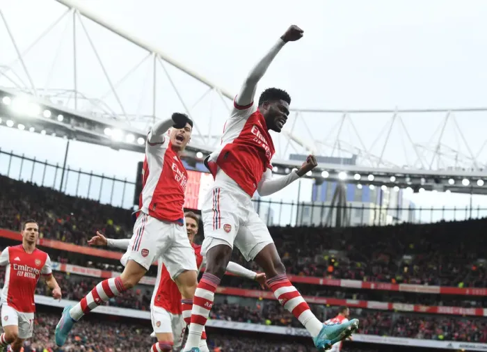 Framed Print : Thomas Partey and Gabriel Martinelli Celebrate First Goal: Arsenal vs. Leicester City, Premier League 2021-22 Framed Print : Thomas Partey and Gabriel Martinelli Celebrate First Goal: Arsenal vs. Leicester City, Premier League 2021-22