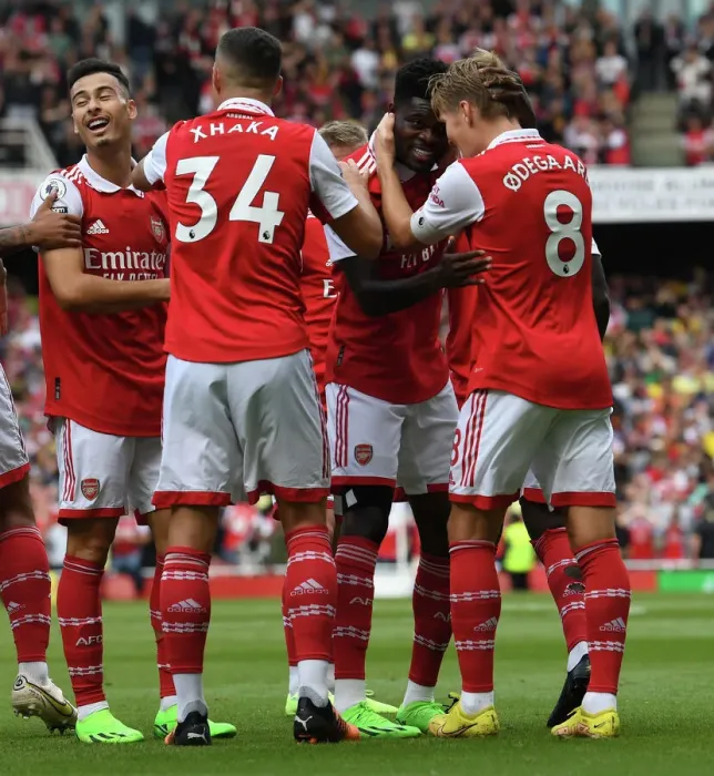 Framed Print : Thomas Partey and Martin Odegaard Celebrate Arsenal's First Goal Against Tottenham Hotspur (2022-23) Framed Print : Thomas Partey and Martin Odegaard Celebrate Arsenal's First Goal Against Tottenham Hotspur (2022-23)